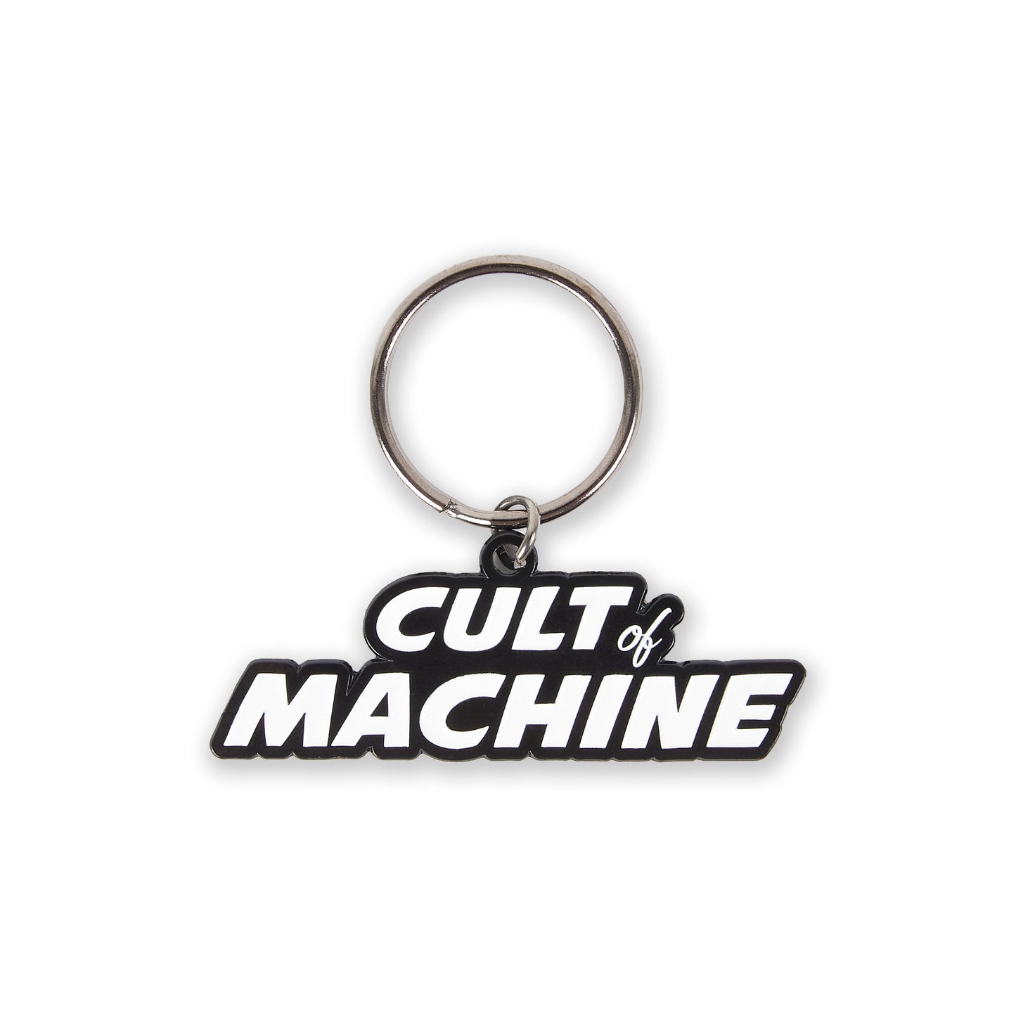 Cult Of Machine. Keyring. Black & White