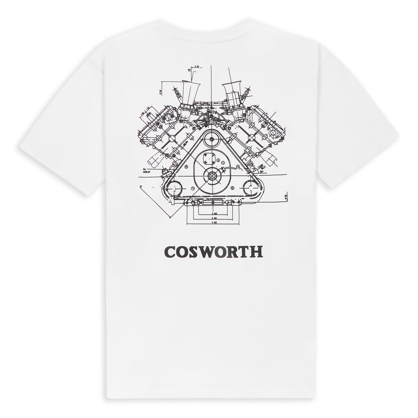 Cosworth X Cult of Machine. Tee. White