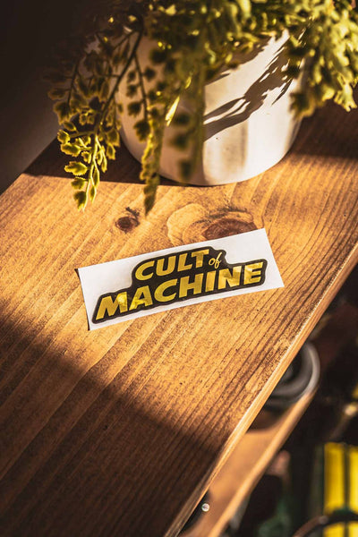 Cult Of Machine. Gold With Black. Sticker – Cult of Machine