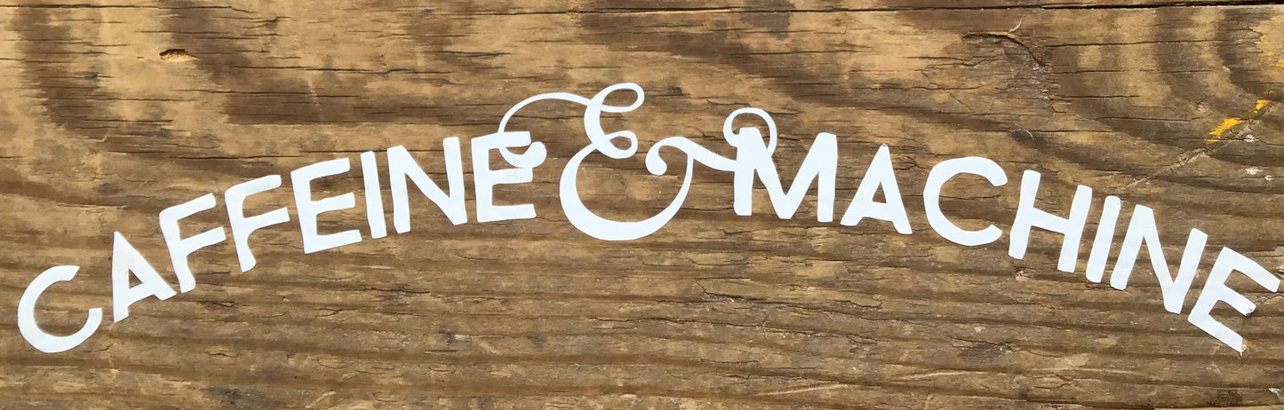 Script. Sticker. White